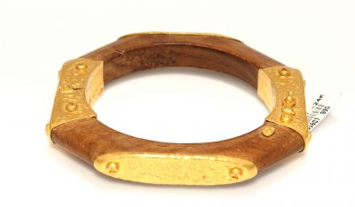 24K Gold & Wood Bangle Bracelet - 3