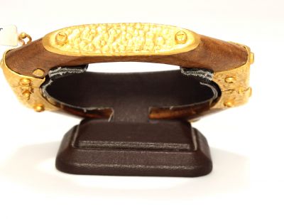 24K Gold & Wood Bangle Bracelet - 4