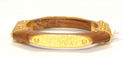 24K Gold & Wood Bangle Bracelet - 1