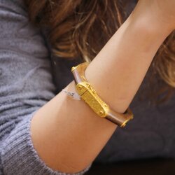 24K Gold & Wood Bangle Bracelet - 3