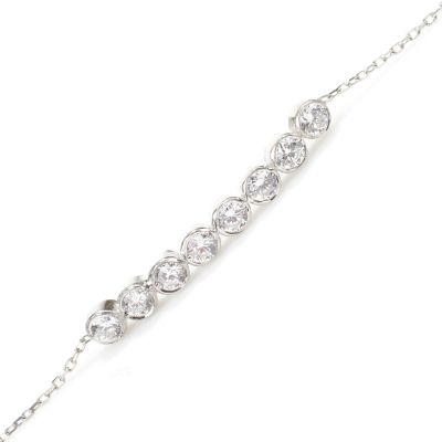 Sterling Silver 7 Row Waterway Bracelet with CZ - 1