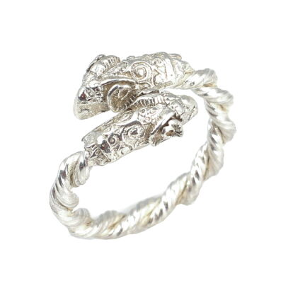 925 Ayar Gümüiş Burgu Model Koç kafası Yüzük - 1