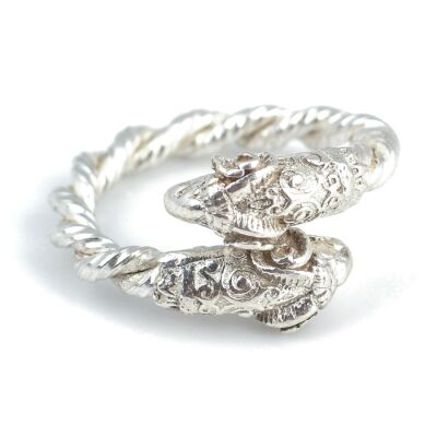 925 Ayar Gümüiş Burgu Model Koç kafası Yüzük - 4