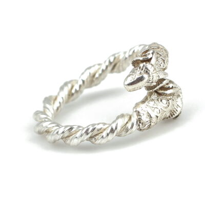 925 Ayar Gümüiş Burgu Model Koç kafası Yüzük - 5