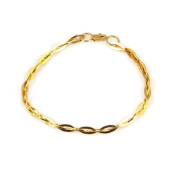 925 Ayar Gümüş 0,3 Cm Pres Badem Link Zincir Bileklik, Sarı - Nusrettaki