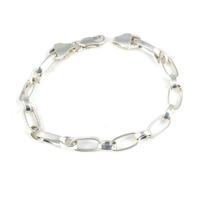 925 Ayar Gümüş 0,6 Cm Oval Doch Zincir Bileklik - 3