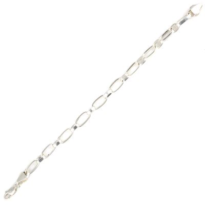 925 Ayar Gümüş 0,6 Cm Oval Doch Zincir Bileklik - 4