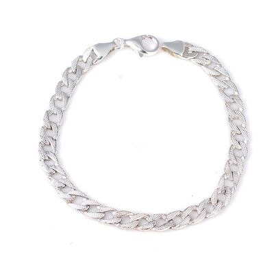 925 Ayar Gümüş 0,6 mm Desenli Zincir Bileklik - 3