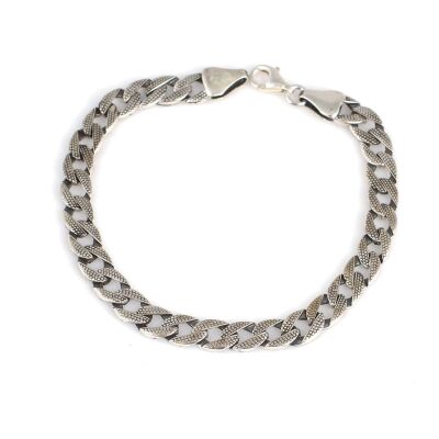 925 Ayar Gümüş 0,6 mm Desenli Zincir Bileklik - 2