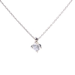 925 Ayar Gümüş 0,60 ct Pırlanta Görünümlü Tek Taş Kolye - 3