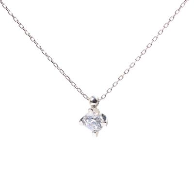 925 Ayar Gümüş 0,60 ct Pırlanta Görünümlü Tek Taş Kolye - 3