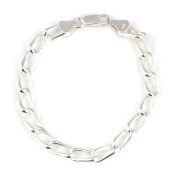 925 Ayar Gümüş 0,7 Cm Oval Burgulu Zincir Bileklik - Nusrettaki