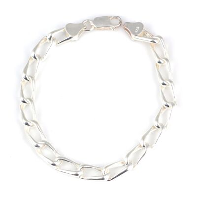 925 Ayar Gümüş 0,7 Cm Oval Burgulu Zincir Bileklik - 1