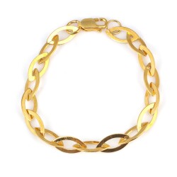 925 Ayar Gümüş 0,7 Cm Pres Badem Link Zincir Bileklik, Sarı - Nusrettaki