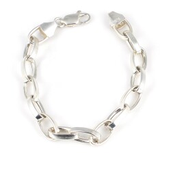 925 Ayar Gümüş 0,8 Cm Oval Doch Zincir Bileklik - Nusrettaki