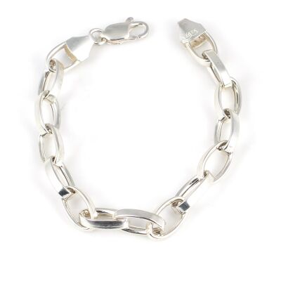 925 Ayar Gümüş 0,8 Cm Oval Doch Zincir Bileklik - 1