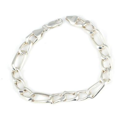 925 Ayar Gümüş 0,9 Cm Çift Boy Oval Burgulu Zincir Bileklik - 1