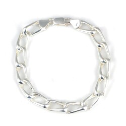 925 Ayar Gümüş 0,9 Cm Oval Burgulu Zincir Bileklik - Nusrettaki