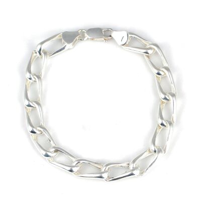 925 Ayar Gümüş 0,9 Cm Oval Burgulu Zincir Bileklik - 1