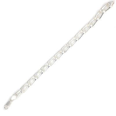 925 Ayar Gümüş 0,9 Cm Oval Burgulu Zincir Bileklik - 2