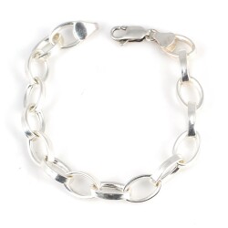 925 Ayar Gümüş 0,9 Cm Oval Doch Zincir Bileklik - Nusrettaki