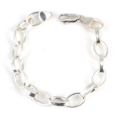 925 Ayar Gümüş 0,9 Cm Oval Doch Zincir Bileklik - 1