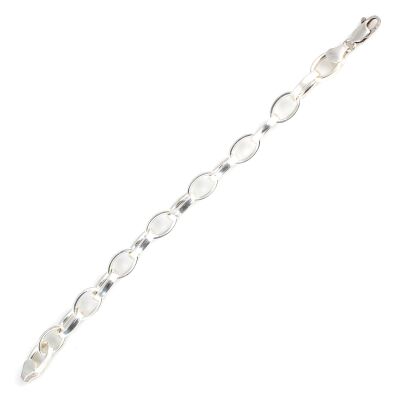 925 Ayar Gümüş 0,9 Cm Oval Doch Zincir Bileklik - 2