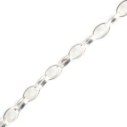 925 Ayar Gümüş 0,9 Cm Oval Doch Zincir Bileklik - 3