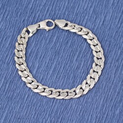 Nusrettaki - 925 Ayar Gümüş 0,9 x 12 mm Zincir Bileklik, Desenli