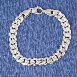 Nusrettaki - 925 Ayar Gümüş 0,9 x 12 mm Zincirli Desenli Bileklik