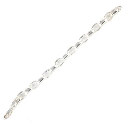925 Ayar Gümüş 1 Cm Oval Doch Zincir Bileklik - 2