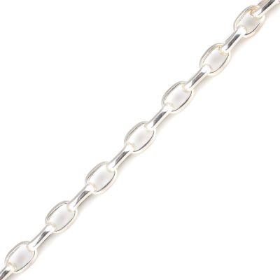 925 Ayar Gümüş 1 Cm Oval Doch Zincir Bileklik - 3