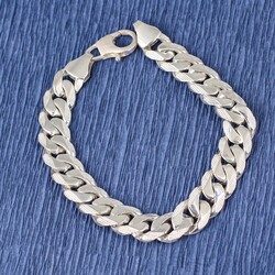 Nusrettaki - 925 Ayar Gümüş 10 x 13 mm Desenli Zincir Bileklik