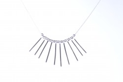Sterling Silver Multi Tiny Fringe & Beads Trend Necklace, White Gold Vermeil - Nusrettaki (1)