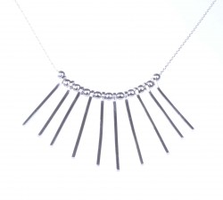 Sterling Silver Multi Tiny Fringe & Beads Trend Necklace, White Gold Vermeil - Nusrettaki