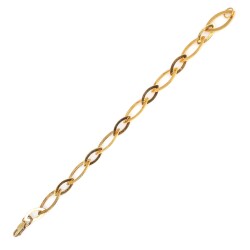 925 Ayar Gümüş 1,1 Cm Pres Badem Link Zincir Bileklik, Sarı - Nusrettaki (1)