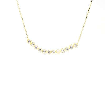 925 Ayar Gümüş 12 Sıra Suyolu Kolye, Beyaz Taşlı - 2