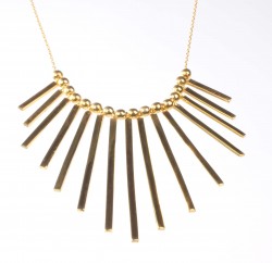 Sterling Silver Multi Fringe & Beads Trend Necklace, Gold Vermeil - Nusrettaki
