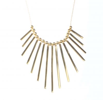 Sterling Silver Multi Fringe & Beads Trend Necklace, Gold Vermeil - 4