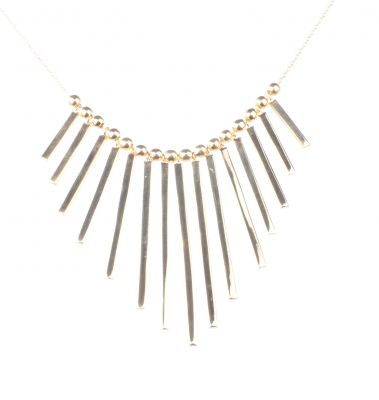 Sterling Silver Multi Fringe & Beads Trend Necklace, Gold Vermeil - 5