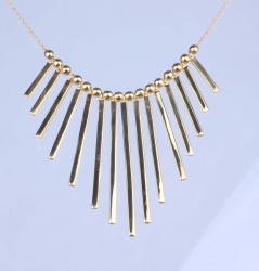 Sterling Silver Multi Fringe & Beads Trend Necklace, Gold Vermeil - 6