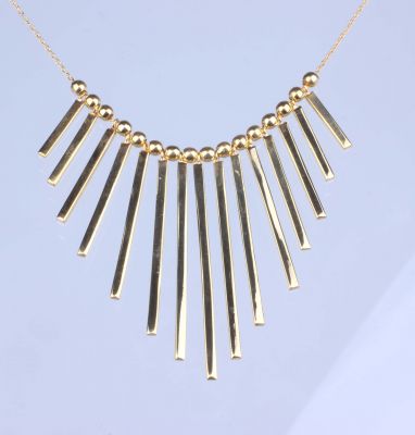 Sterling Silver Multi Fringe & Beads Trend Necklace, Gold Vermeil - 6