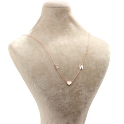 Silver Double Letter & Heart Necklace - 3