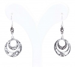 925 Silver Double Circle Filigree Earrings, Dangle Earring - 3