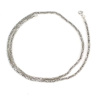 925 Ayar Gümüş 2 Mm Kare Kral Zincir Kolye, 50 Cm - 1