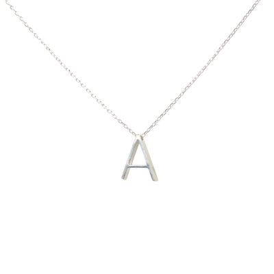 925 Sterling Silver A Letter Necklace - 1