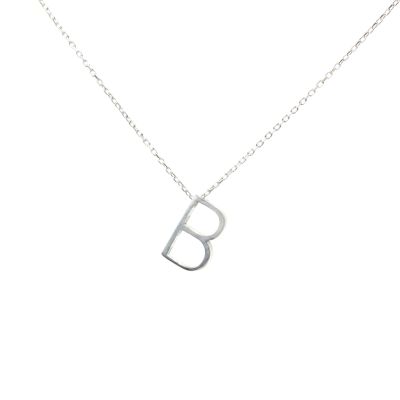 925 Sterling Silver B Letter Necklace - 1