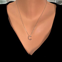 925 Sterling Silver C Letter Necklace - Nusrettaki