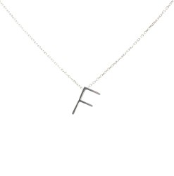 925 Sterling Silver F Letter Necklace - Nusrettaki