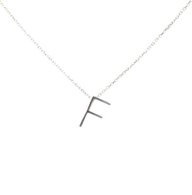 925 Sterling Silver F Letter Necklace - 1